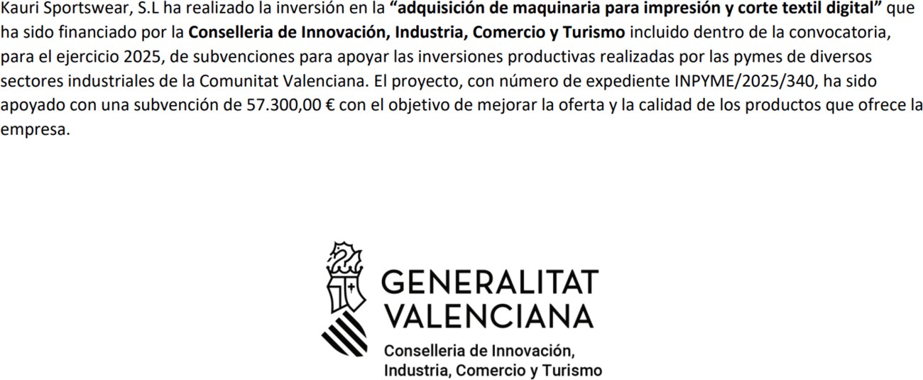 Cartaz oficial da subvenção INPYME 2025 com o logótipo da Generalitat Valenciana, Conselleria de Innovación, Industria, Comercio y Turismo.
