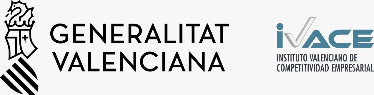 Logótipos da Generalitat Valenciana e do IVACE, Instituto Valenciano de Competitividad Empresarial.